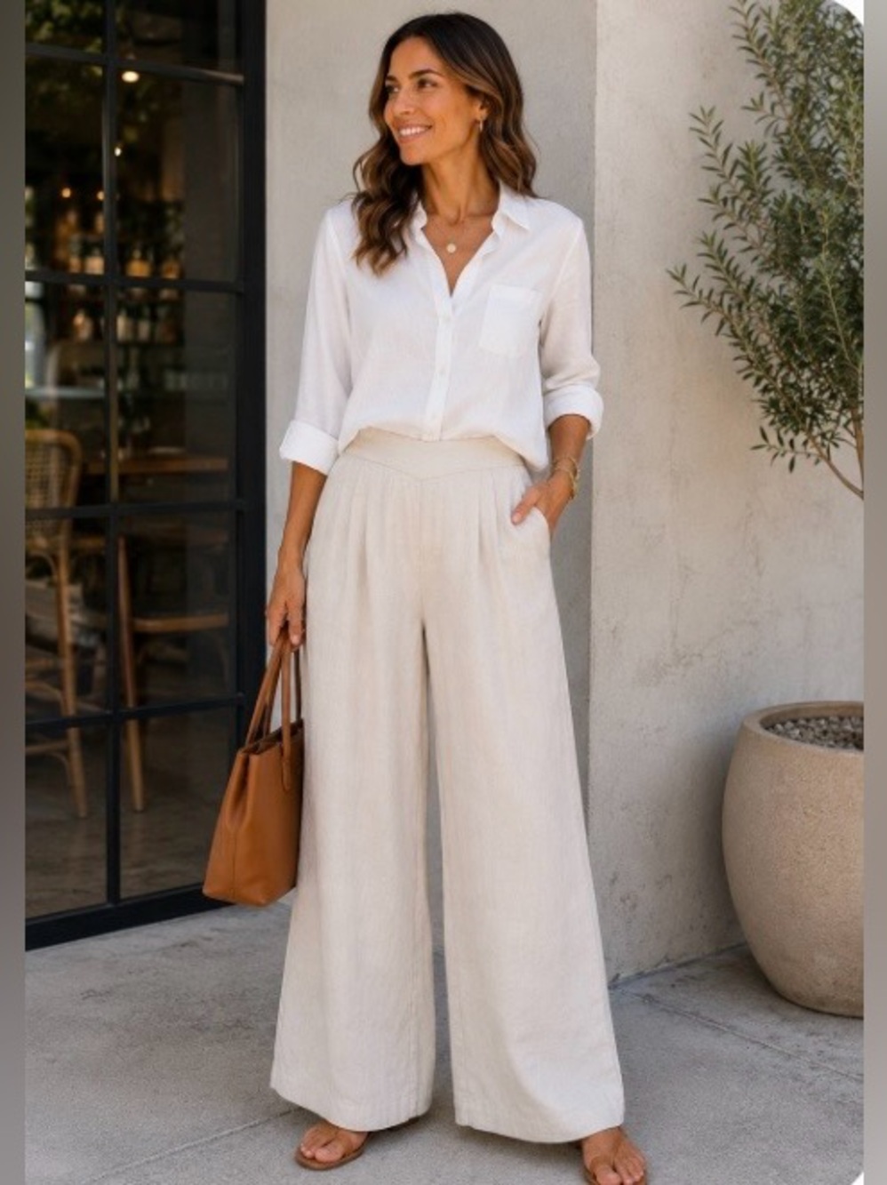 OGL Wide Leg Pants in Cream